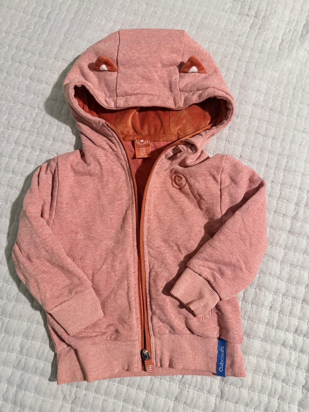Kids Cozy Hooded Zip Jacket - Fox Orange